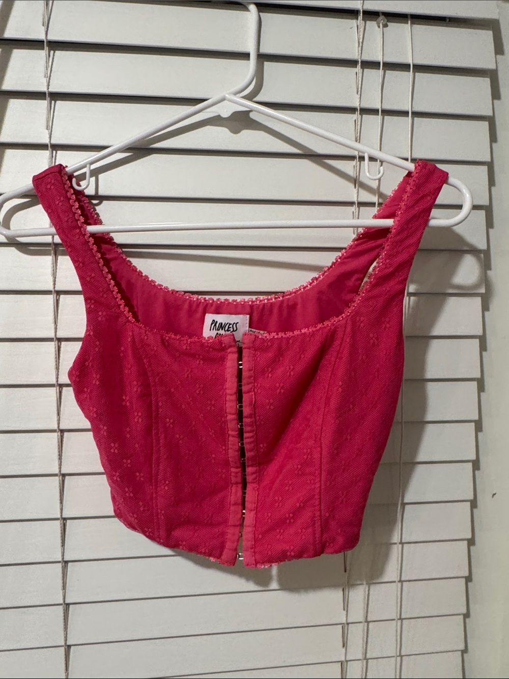 Princess Polly Hot Pink Lace Hook-Front Crop Top